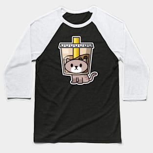 Bubble Tea Cat Baseball T-Shirt